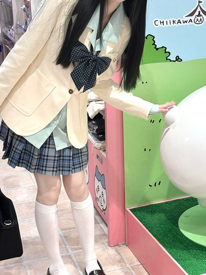 Stil Kragen Beige/Lila/Pink Uniform JK Blazer Preppy Notched