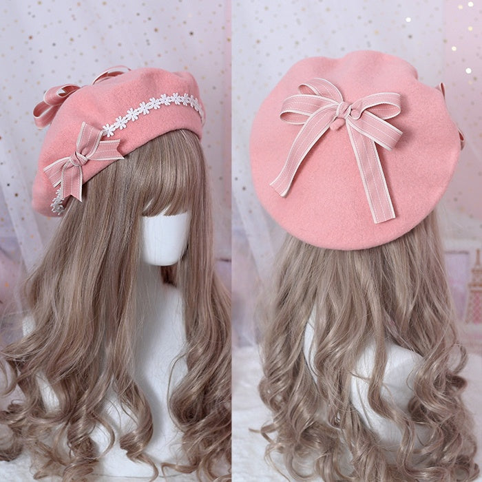 Bowknot Colors Beret Sweet Lolita Daisy 6