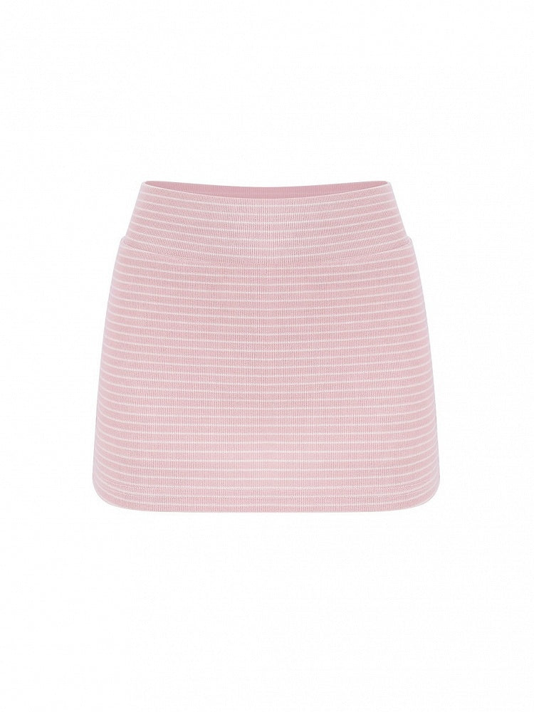 Pink Striped Bodycon Skirt with Kawaii Autumn Style - serendipity