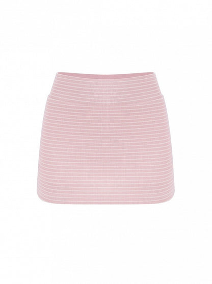 Pink Striped Bodycon Skirt with Kawaii Autumn Style - serendipity