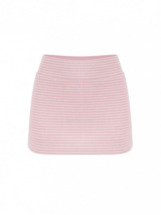 Pink Striped Bodycon Skirt with Kawaii Autumn Style - serendipity