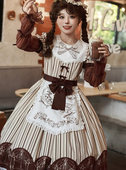 Bein braun Band Tee Nachmittag Schürze Wärmer Kleid