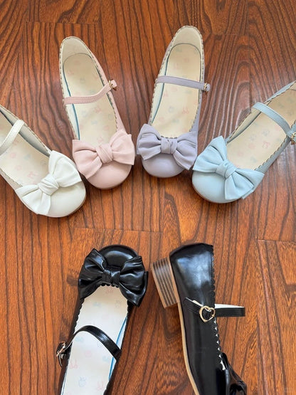 Black Toe Mary 3cm Wooden Heel Sweet - Janes Round Lolita