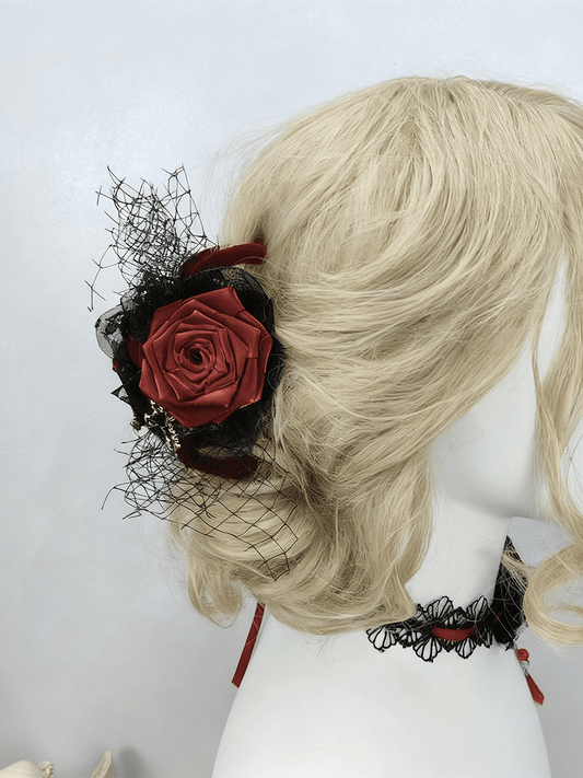 Gothic Claw Clip 2 Red Rose Options Wine Color