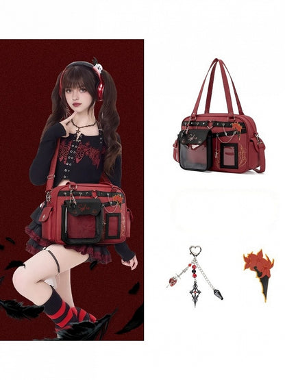 Broderie de sac Ita Rectangulaire Rouge Noir - thejunco