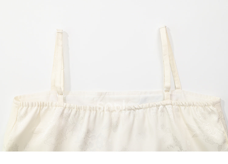 Top Bird Camisole mit Blumenmuster und Stickerei in Aprikosenrot