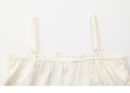 トップバードフローラル＆刺繍アプリコットキャミソール