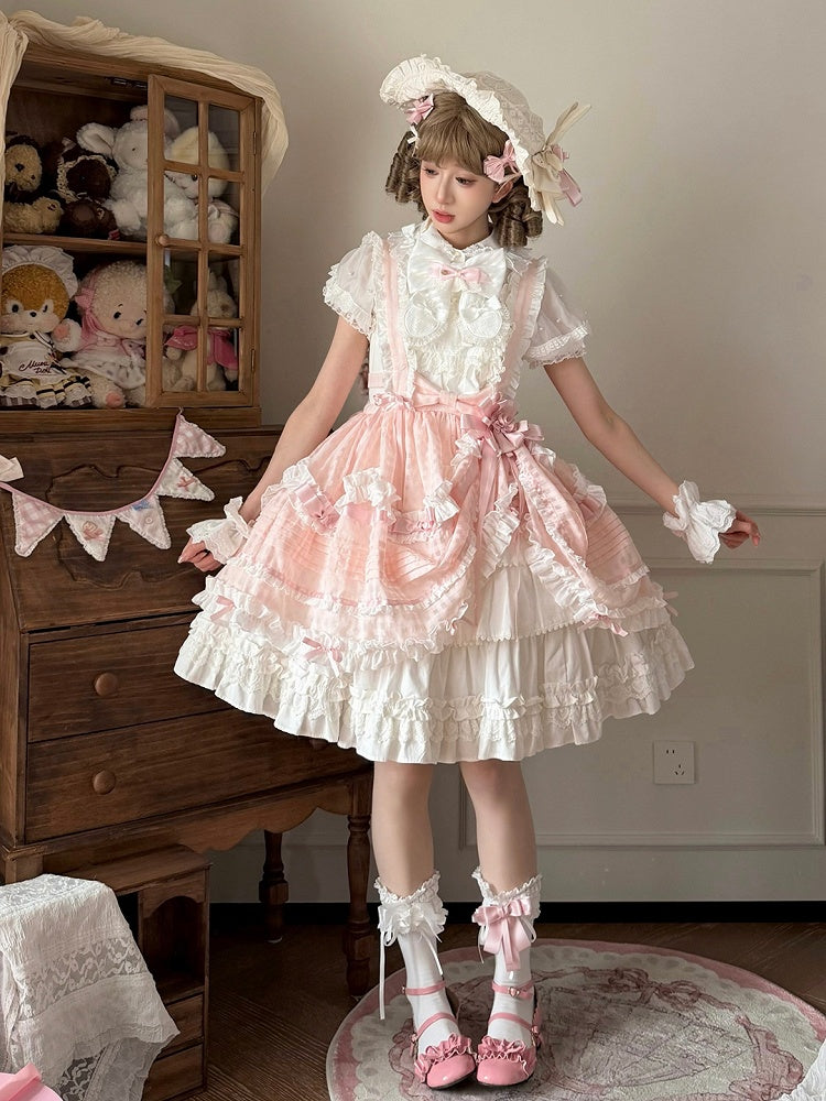 Rose Checkered Multi-Tier Bow Lolita Jumperdress