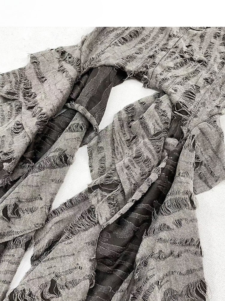 パンクアクセント ラッフルトップ ディストレストディテール ウェイストランド カスケードキャミソール グレー