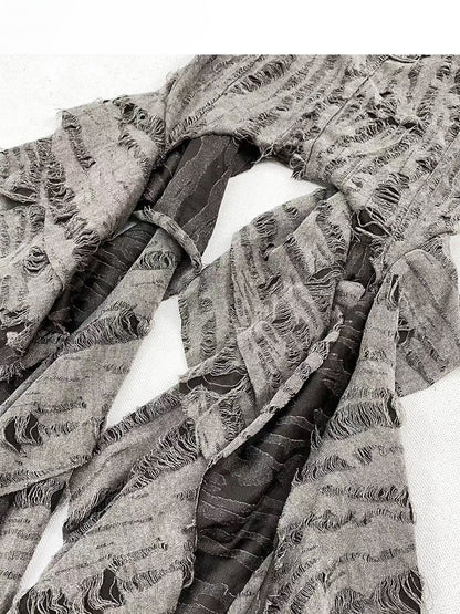 パンクアクセント ラッフルトップ ディストレストディテール ウェイストランド カスケードキャミソール グレー