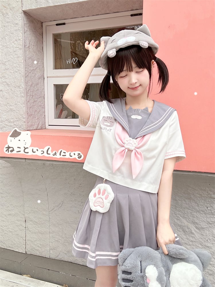 Design Neckline JK Kitty Gray and White Sailor Collar Uniform