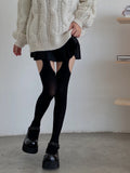 Cutout Lace with Tights Trimmed Black/White Design Velvet