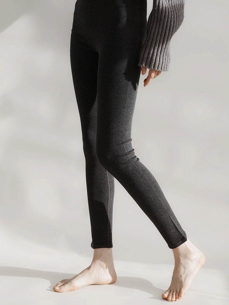 Knit Leggings Crop Fine Ribbed