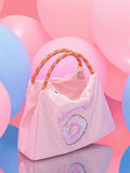 Pink Crossbody Phone Bag With Embroidered Donut Design