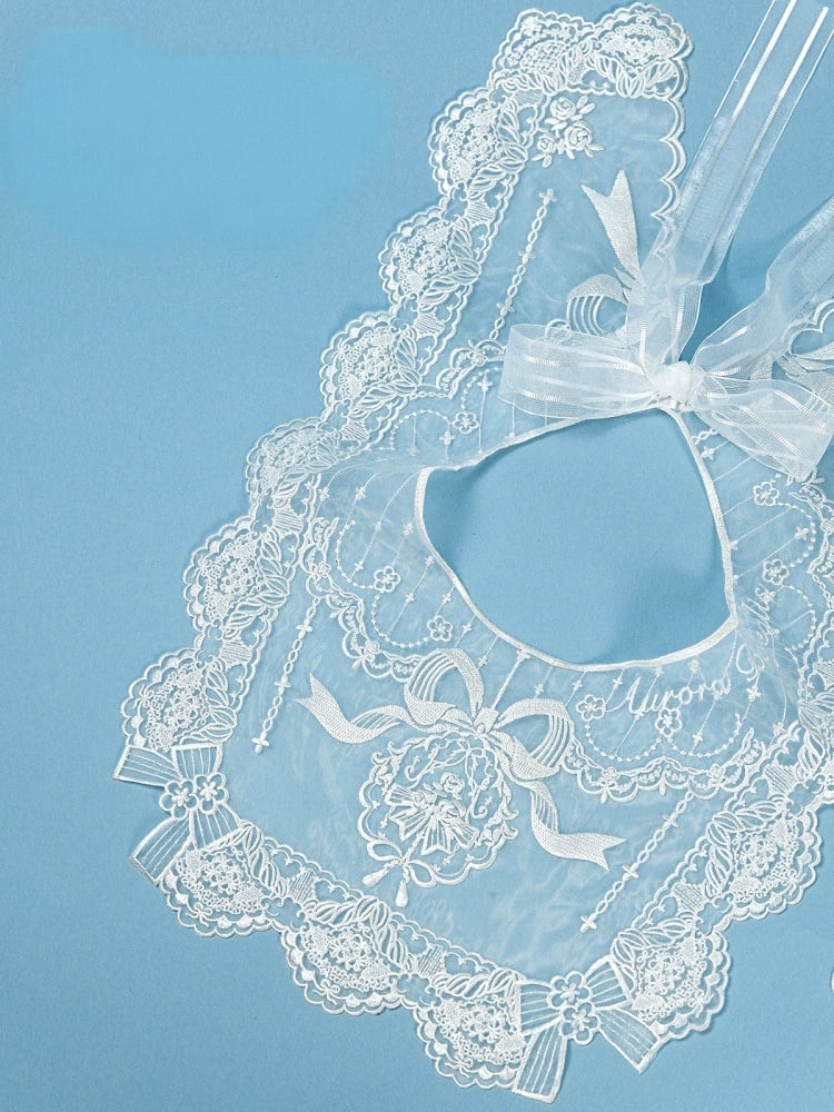 White Sheer Embroidery Detachable Collar – LilyVow