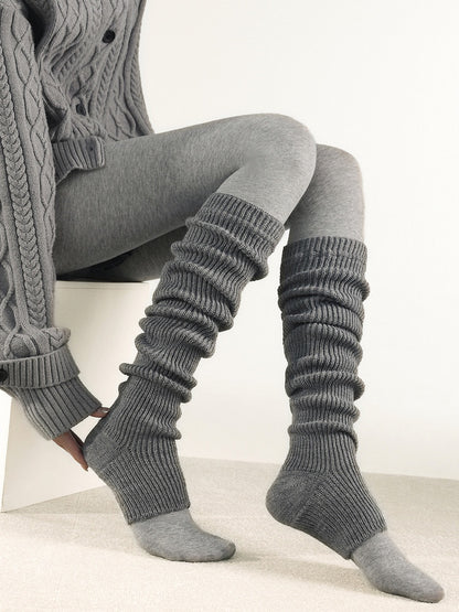 Slouchy Ribbed Open-Toe Leg Warmers - Kawaii Fairy Kei & Lolita Accessory, 4 Colors