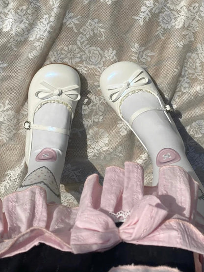 Toe Flat White Shoes Mary in Round Jane Sweet - Lolita