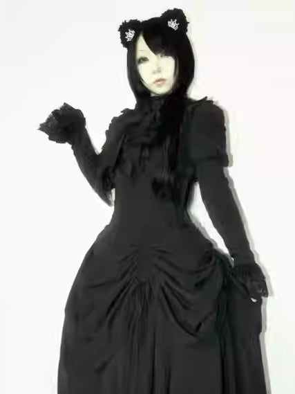 Krone Schwarz/Silber Haarspangen Design Ohr verziert Blumen Bär