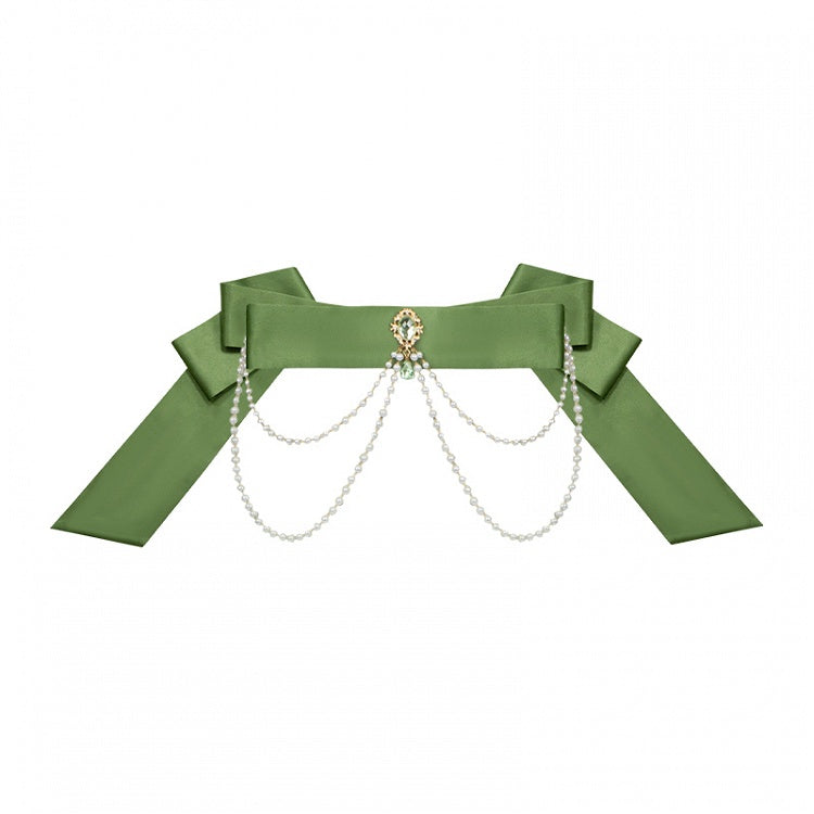 Gürtelkette Grün Taille Perlen Verziert
