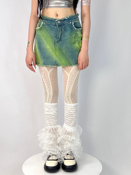 Ruffle Colors Warmers Lace Leg 6 Y2K Multi-Layer Design