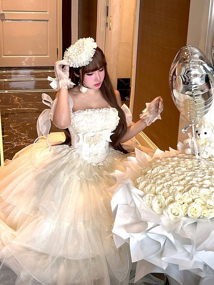 Shiro Lolita Tulle Multi-Layered Dress White