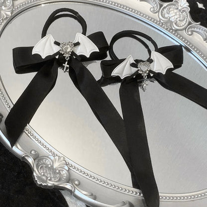 Decorated Bowknot Bat Rhinestone Wing Ties Black/White/Pink Design Hair