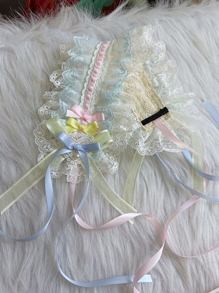 with Candy Lolita and Hairband Bead Lace Bow Accents Sweet Pastel
