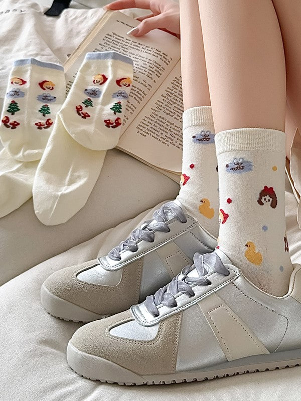 Druck und Kalbsleder mit Apfelweiß-Socken Optionen Floral 4