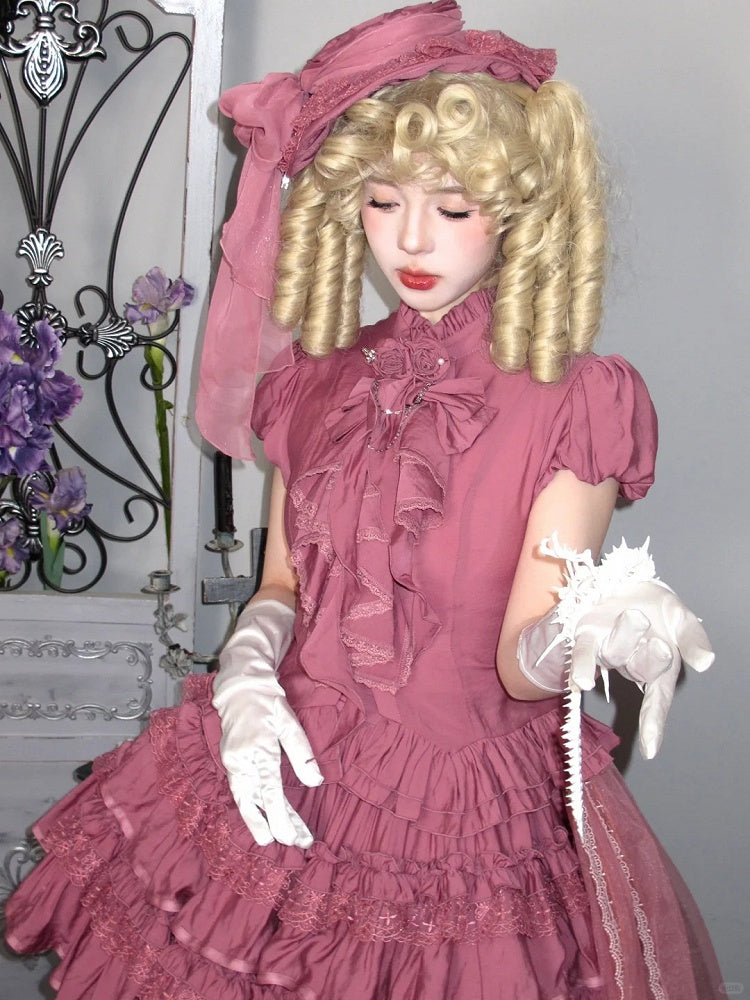 Pink Puff Short Sleeves Gothic Lolita  Blouse