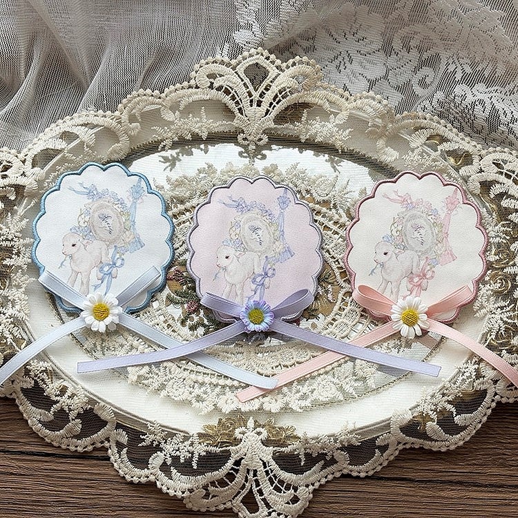 Blue/Pink/Purple Lamb Print Lolita Brooch - Miss Point