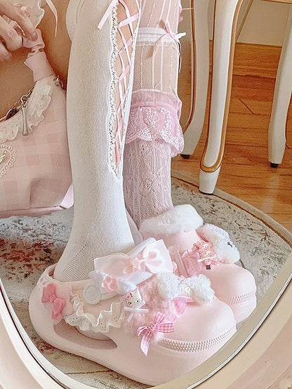 Sweet Lolita Trim Version - Star Regular/Thicken Clogs Crocs-style in Accents Pink Ruffle