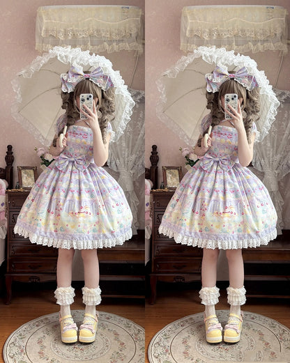 Kirsche und Eiscreme Lila Sommer Süßes Lolita Kleid