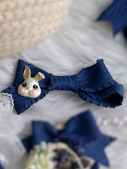 2 Dark Types Bow Hairclip Blue