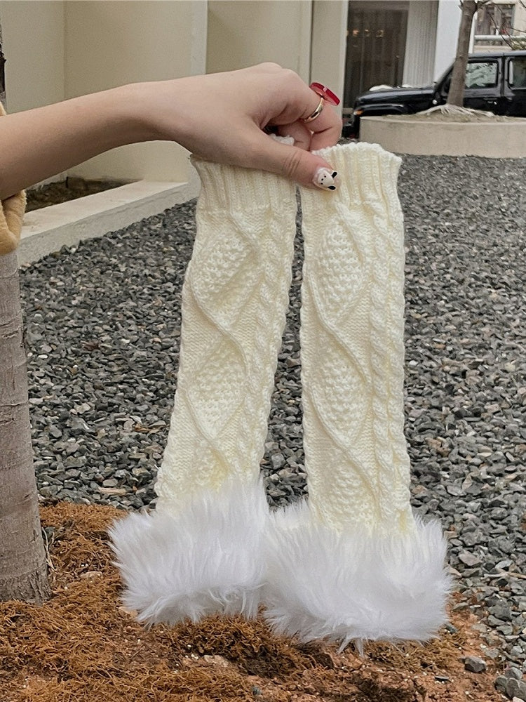 Options Gloves Plush Cuffs 6 Knit Long Color Fingerless