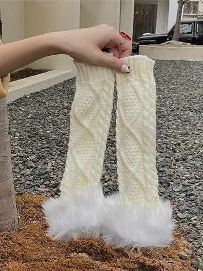 Options Gloves Plush Cuffs 6 Knit Long Color Fingerless