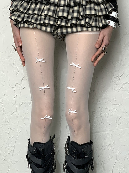カラー4オプション Y2K 蝶結びタイツ