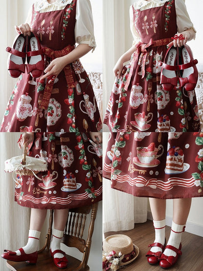 Lolita Bow Design Low-heel Red Fit Slip-in Mary Classic Top at Janes