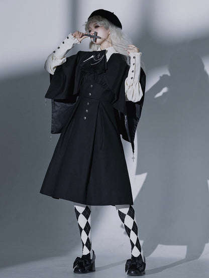 Tägliches Kleid Taille Quadratischer Ausschnitt Passform Slim Schwarz