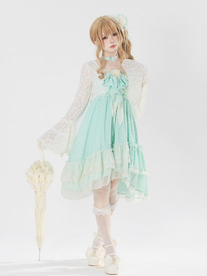 Sheer Bell Sleeve Cardigan with Self-Tie - Tan Tuan