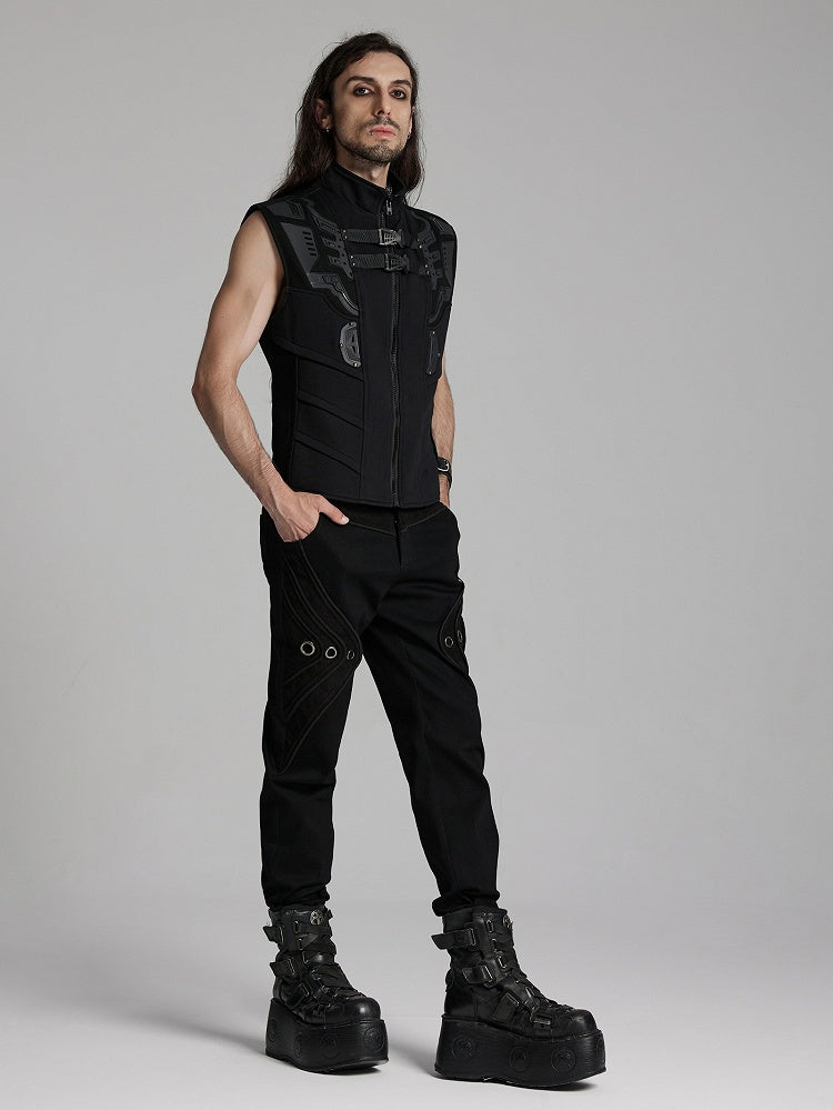 Vest Personalized Black Cyberpunk Men's