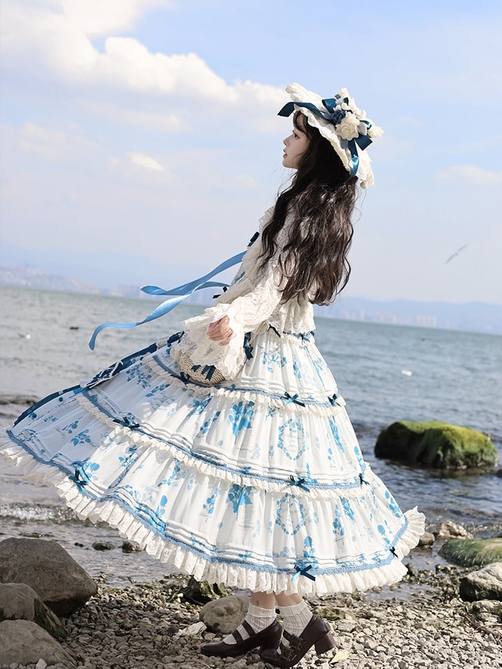 Sommerrock plus Mulberry Blue Cami Print Top + Lolita Verfügbare Setgrößen