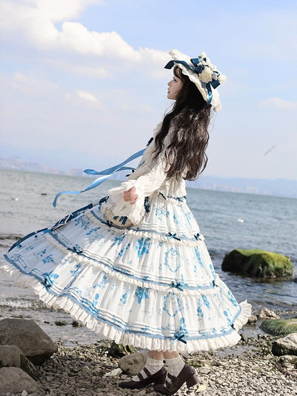 Sommerrock plus Mulberry Blue Cami Print Top + Lolita Verfügbare Setgrößen