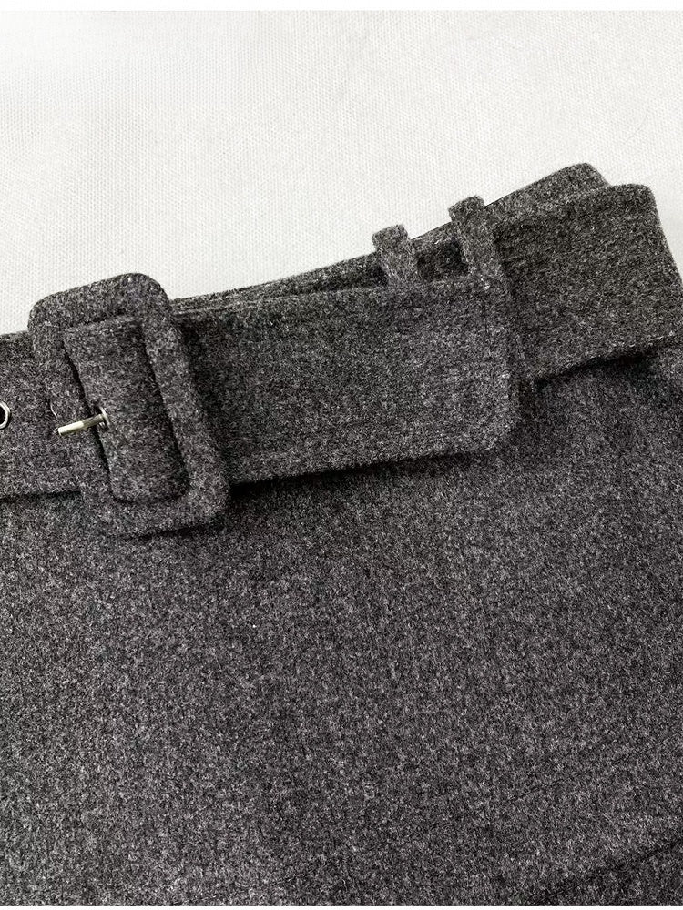Y2K with Set Waist Belt Skort Design Low Dark Gray