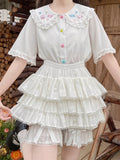 Multi-Layered Cotton White Bloomers Lolita