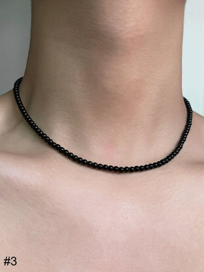 Black Minimalist Beaded Necklace - YSHXS