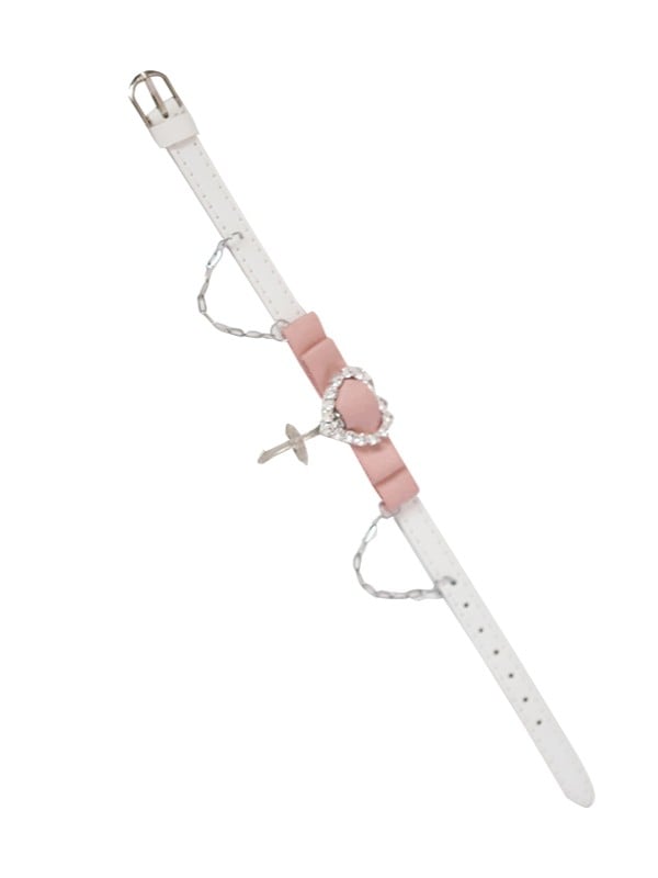 Charm Leather Kei Cross Bracelet 2 with Jirai Options Heart Rhinestone Color