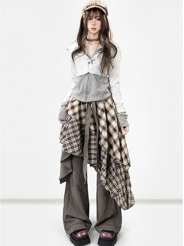 Jacket Gray Two-piece Rhinestone Pattern Striped Embellishments Hoodie with