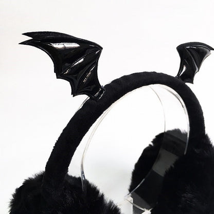 Wings Earmuffs Plush Black Bat