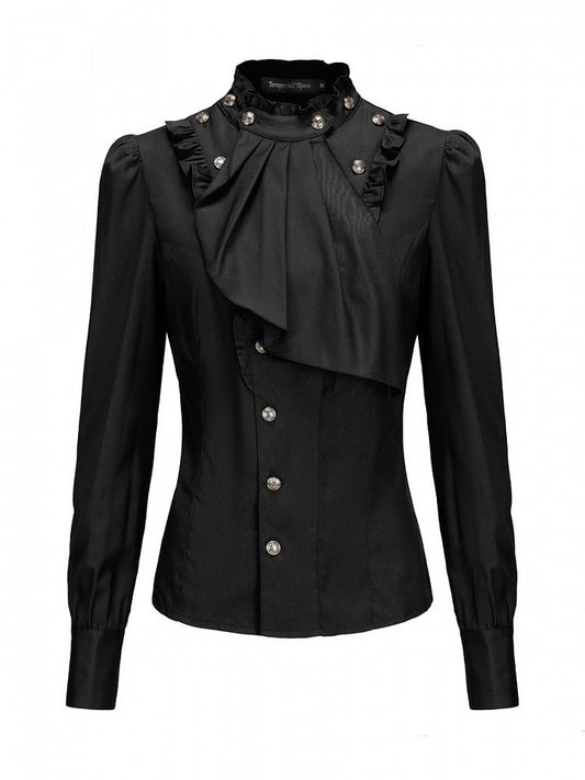 Ouji-Kragen Lolita Schwarzes Hemd im Ritterstil Jabot Aristokrat