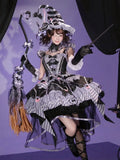 Layered Heart Ribbon Bow Accent Magic Witch Jumper Skirt Dress in Black & Purple - SheepBallad